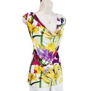 Calvin Klein top shell cowl neck floral XL